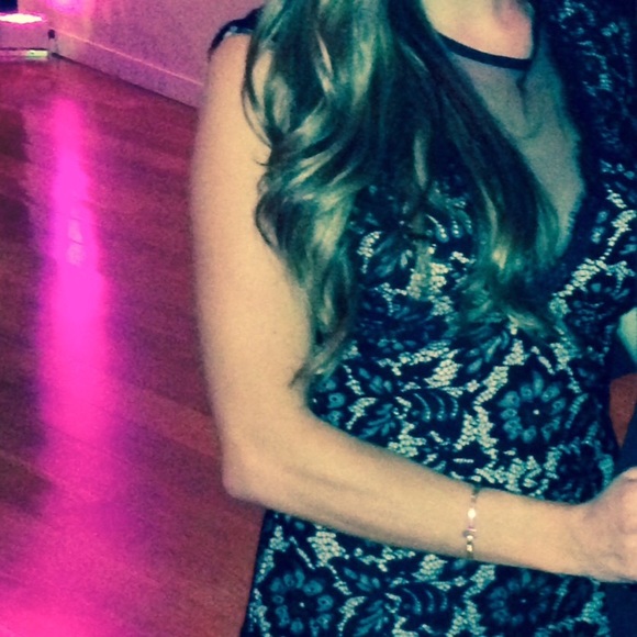 Betsy and Adam black lace overlay gown - Picture 3 of 4